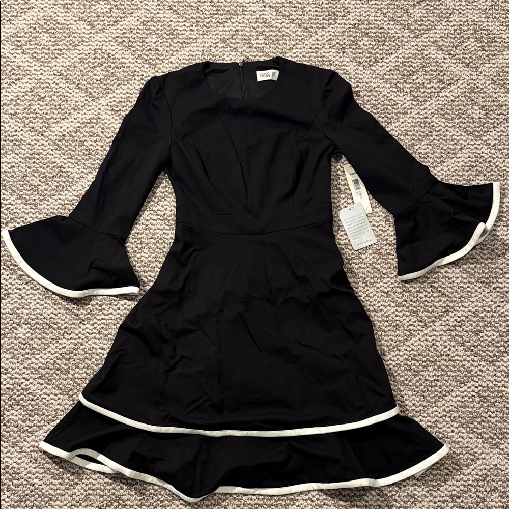 Black Dress with White Accents - New with Tags